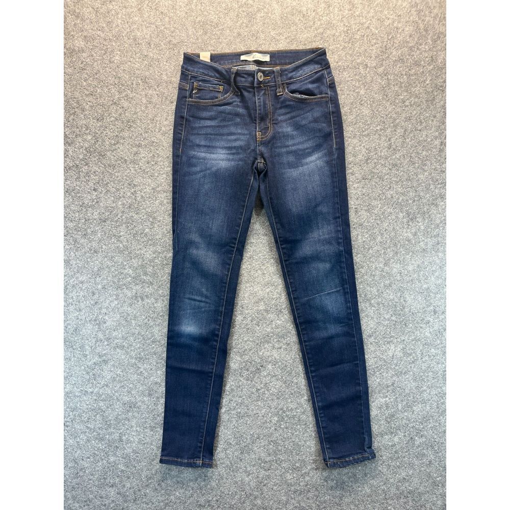 Kancan Women's Jeans Size 25 Skinny Dark Blue Stretch Denim Distressed